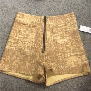 Snakeskin Velvet Zip-Up Shorts